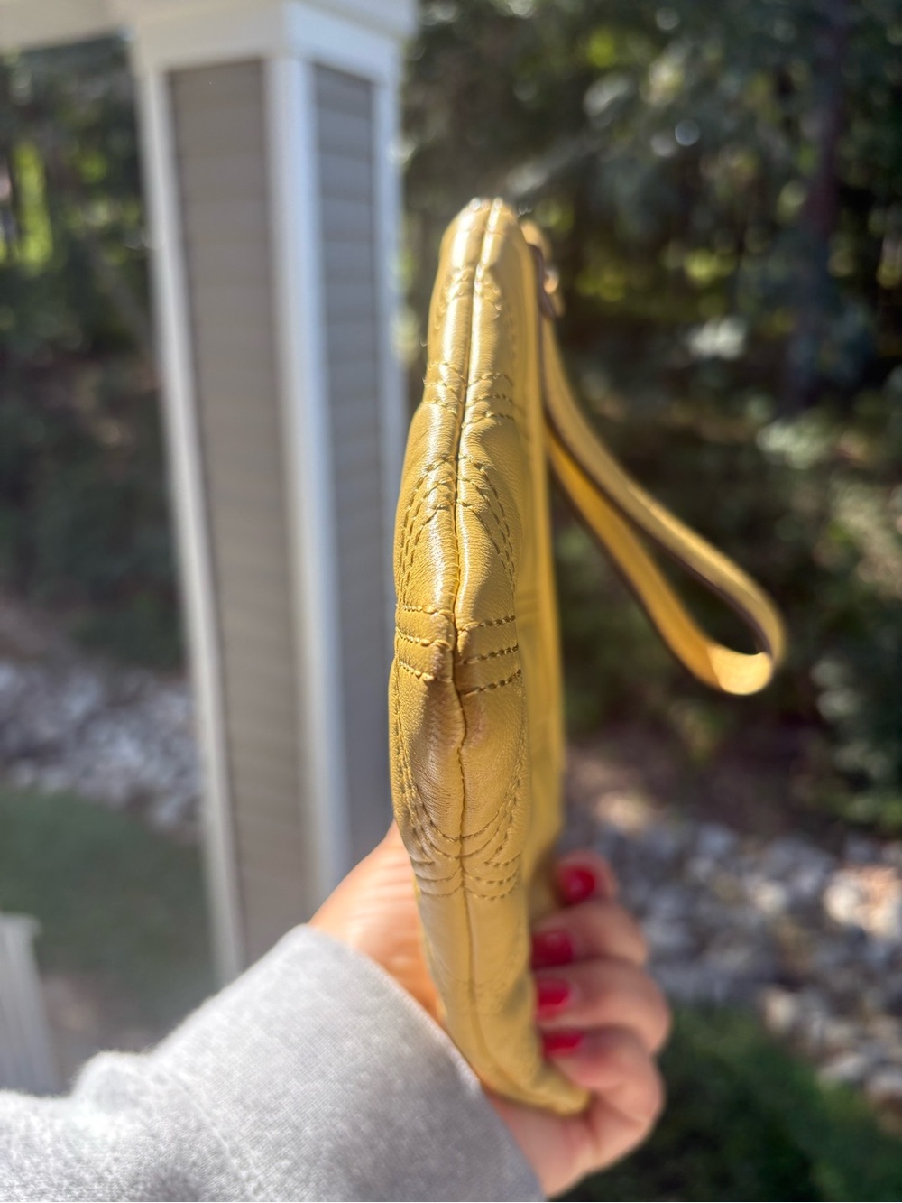 Tory Burch Quilted Wristlet Clutch in Mustard Yellow - Picture 8 of 8
